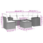6-teiliges Gartensofa-Set mit Kissen, braun, Polyrattan
