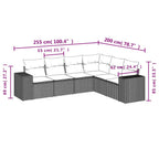 6-tlg. Garten-Sofagarnitur mit Kissen Hellgrau Poly Rattan