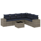 7-teiliges Gartensofa-Set mit Kissen, grau, Polyrattan