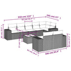 9-teiliges Gartensofa-Set mit Kissen, grau, Polyrattan