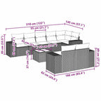 9-tlg. Garten-Sofagarnitur mit Kissen Hellgrau Poly Rattan