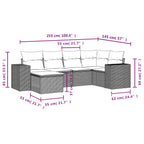 6-teiliges Gartensofa-Set mit Kissen, braun, Polyrattan