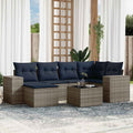 7-teiliges Gartensofa-Set mit Kissen, grau, Polyrattan