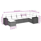 7-tlg. Garten-Sofagarnitur mit Kissen Schwarz Poly Rattan