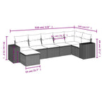 7-teiliges Gartensofa-Set mit Kissen, braun, Polyrattan