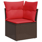 7-teiliges Gartensofa-Set mit Kissen, braun, Polyrattan