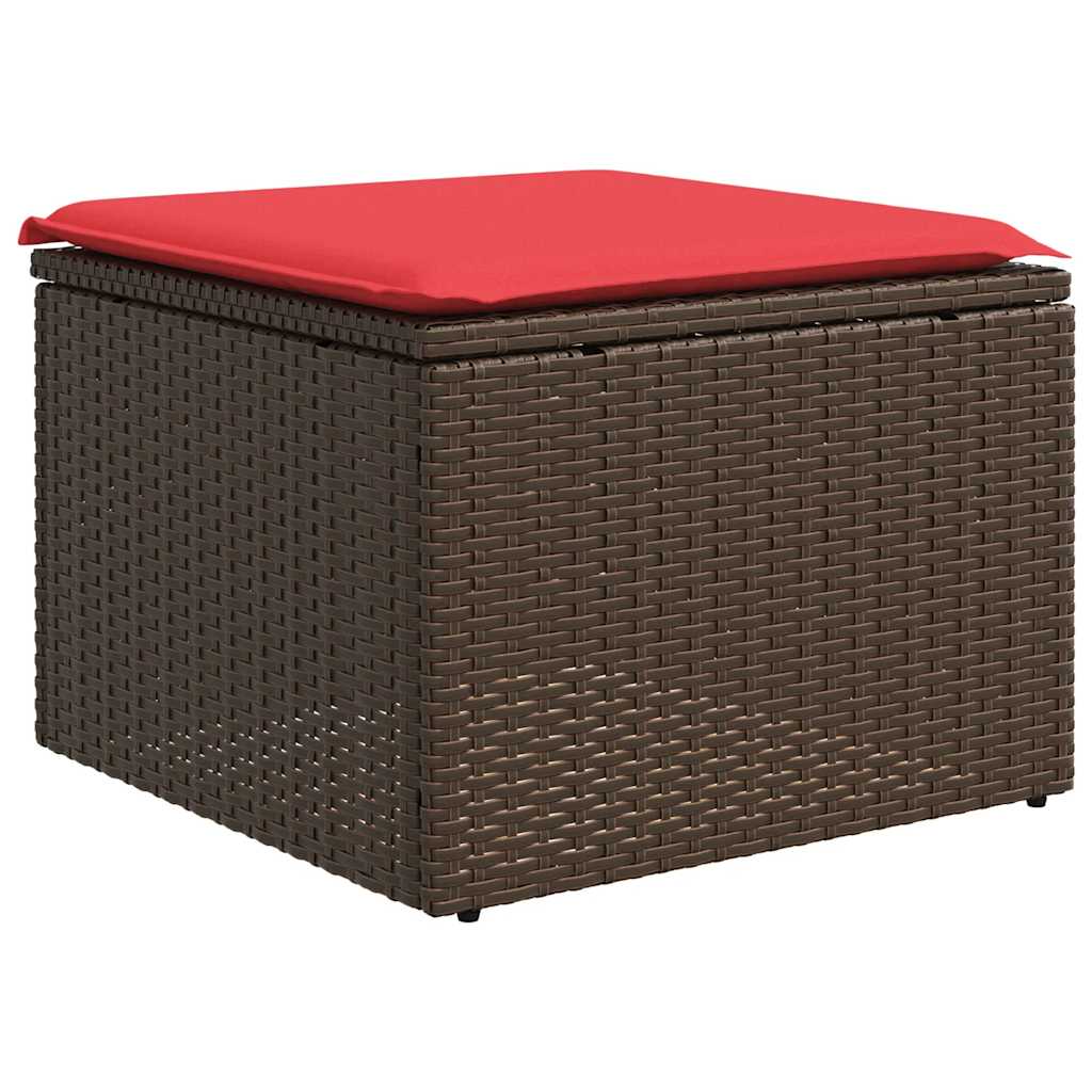 7-teiliges Gartensofa-Set mit Kissen, braun, Polyrattan