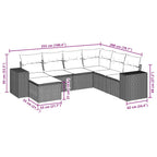 7-teiliges Gartensofa-Set mit Kissen, braun, Polyrattan