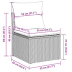 6-tlg. Garten-Sofagarnitur mit Kissen Hellgrau Poly Rattan