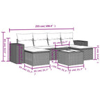7-teiliges Gartensofa-Set mit Kissen, grau, Polyrattan
