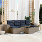 7-teiliges Gartensofa-Set mit Kissen, grau, Polyrattan