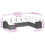8-teiliges Gartensofa-Set mit Kissen, braun, Polyrattan