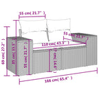 9-teiliges Gartensofa-Set mit Kissen, braun, Polyrattan