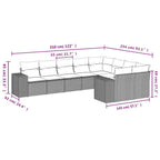 9-tlg. Garten-Sofagarnitur mit Kissen Hellgrau Poly Rattan