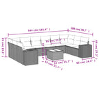 11-teiliges Gartensofa-Set mit Kissen, braun, Polyrattan