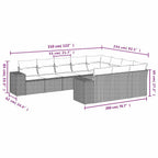 10-teiliges Gartensofa-Set mit Kissen, grau, Polyrattan