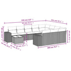 11-tlg. Garten-Sofagarnitur mit Kissen Braun Poly Rattan