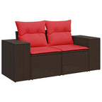 11-teiliges Gartensofa-Set mit Kissen, braun, Polyrattan