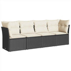 4-tlg. Garten-Sofagarnitur mit Kissen Schwarz Poly Rattan
