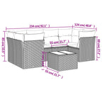 7-tlg. Garten-Sofagarnitur mit Kissen Braun Poly Rattan