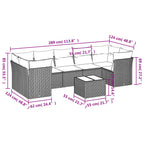 8-tlg. Garten-Sofagarnitur mit Kissen Braun Poly Rattan