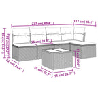 6-tlg. Garten-Sofagarnitur mit Kissen Braun Poly Rattan