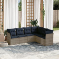 6-teiliges Gartensofa-Set mit Kissen, grau, Polyrattan