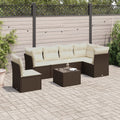 7-tlg. Garten-Sofagarnitur mit Kissen Schwarz Poly Rattan