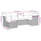 6-tlg. Garten-Sofagarnitur mit Kissen Braun Poly Rattan
