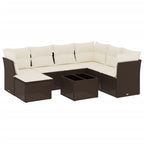 8-tlg. Garten-Sofagarnitur mit Kissen Braun Poly Rattan