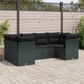 6-tlg. Garten-Sofagarnitur mit Kissen Schwarz Poly Rattan