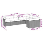 9-tlg. Garten-Sofagarnitur mit Kissen Braun Poly Rattan