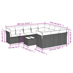 11-tlg. Garten-Sofagarnitur mit Kissen Beige Poly Rattan