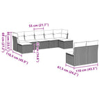 9-tlg. Garten-Sofagarnitur mit Kissen Hellgrau Poly Rattan