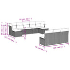 10-tlg. Garten-Sofagarnitur mit Kissen Grau Poly Rattan