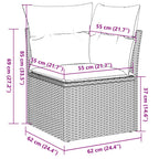 10-tlg. Garten-Sofagarnitur mit Kissen Braun Poly Rattan