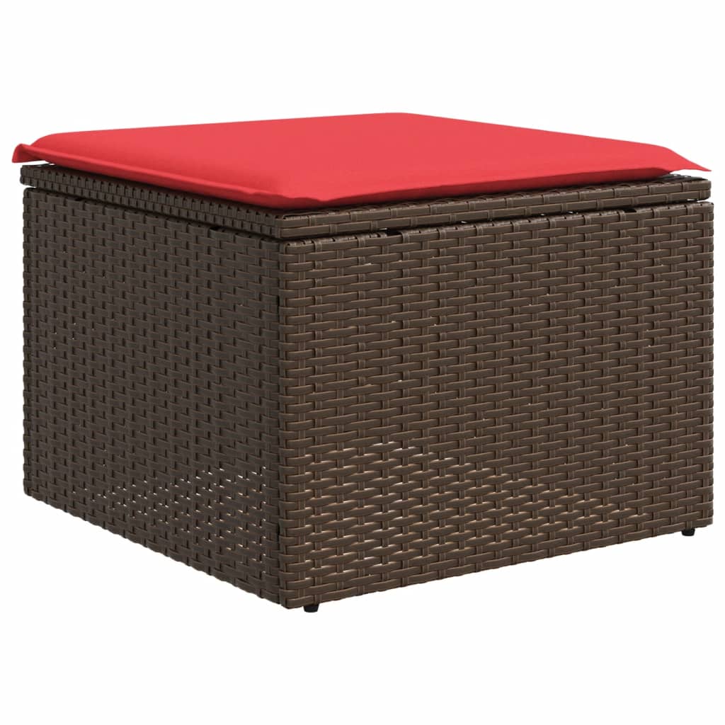 10-teiliges Gartensofa-Set mit Kissen, braun, Polyrattan