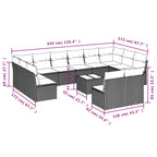 13-tlg. Garten-Sofagarnitur mit Kissen Braun Poly Rattan