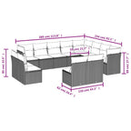 12-teiliges Gartensofa-Set mit Kissen, schwarzes Polyrattan