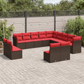 13-teiliges Gartensofa-Set mit Kissen, braun, Polyrattan