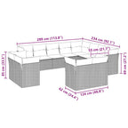 12-tlg. Garten-Sofagarnitur mit Kissen Hellgrau Poly Rattan