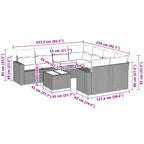 3-tlg. Garten-Sofagarnitur mit Kissen Hellgrau Poly Rattan