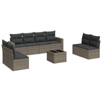 9-tlg. Garten-Sofagarnitur mit Kissen Grau Poly Rattan