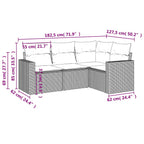 4-tlg. Garten-Sofagarnitur mit Kissen Schwarz Poly Rattan
