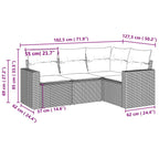 4-tlg. Garten-Sofagarnitur mit Kissen Hellgrau Poly Rattan