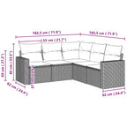 5-tlg. Garten-Sofagarnitur mit Kissen Hellgrau Poly Rattan
