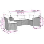 5-tlg. Garten-Sofagarnitur mit Kissen Hellgrau Poly Rattan