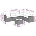 7-tlg. Garten-Sofagarnitur mit Kissen Schwarz Poly Rattan