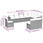 10-tlg. Garten-Sofagarnitur mit Kissen Schwarz Poly Rattan