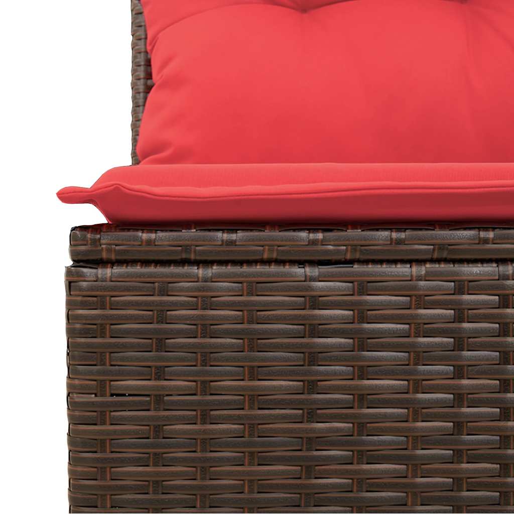 9-tlg. Garten-Sofagarnitur mit Kissen Braun Poly Rattan